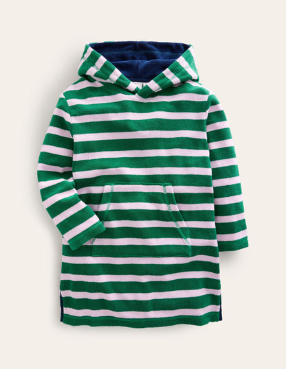 Poncho en éponge-Vert clairière ombragée/rose français-1