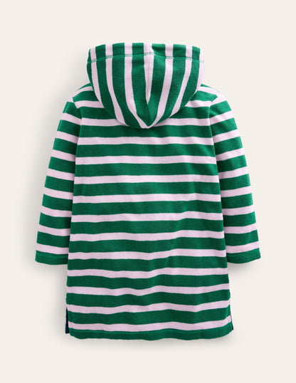 Poncho en éponge-Vert clairière ombragée/rose français-2