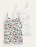 2 débardeurs-Motif floral fraise