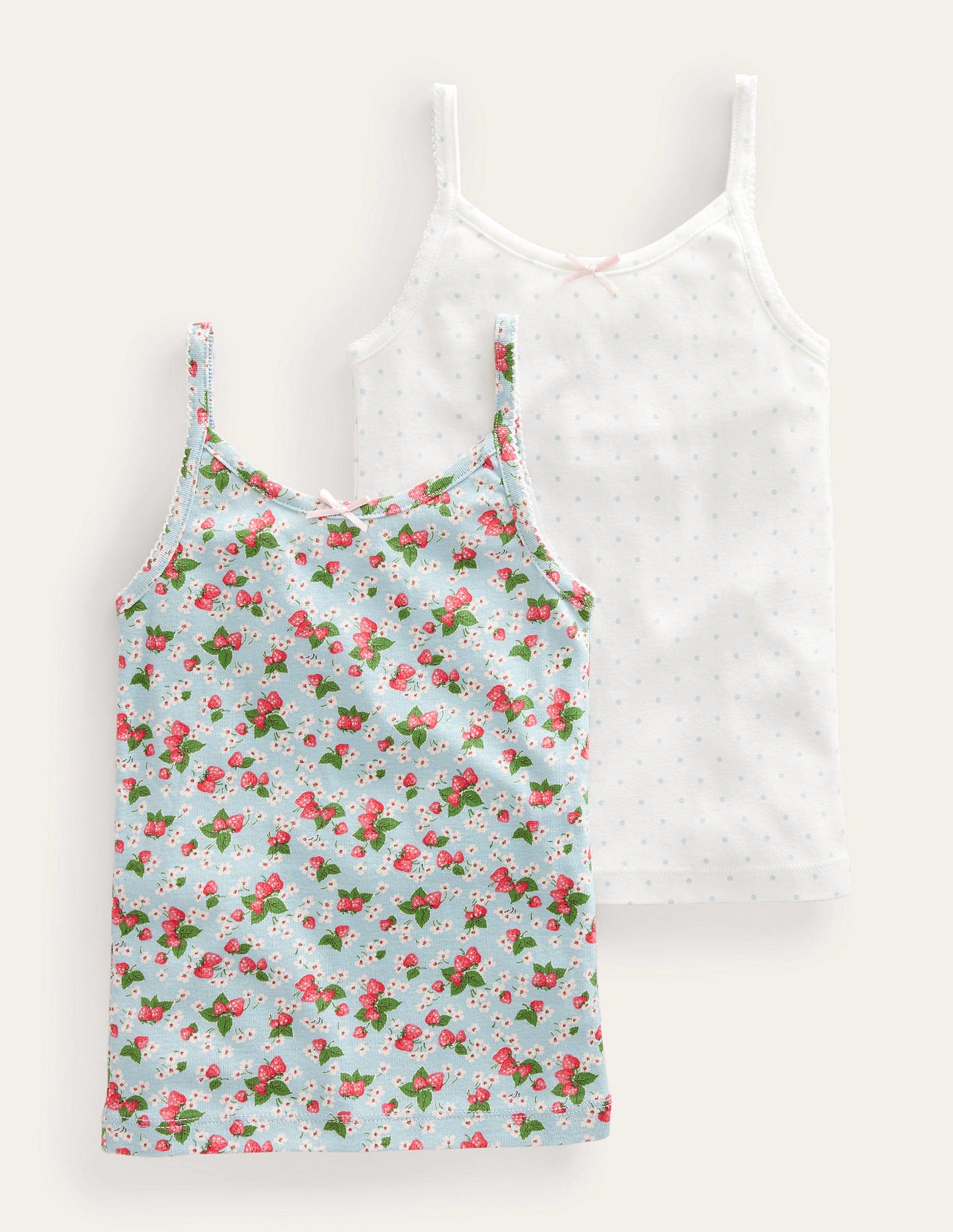 2 débardeurs-Motif floral fraise-1