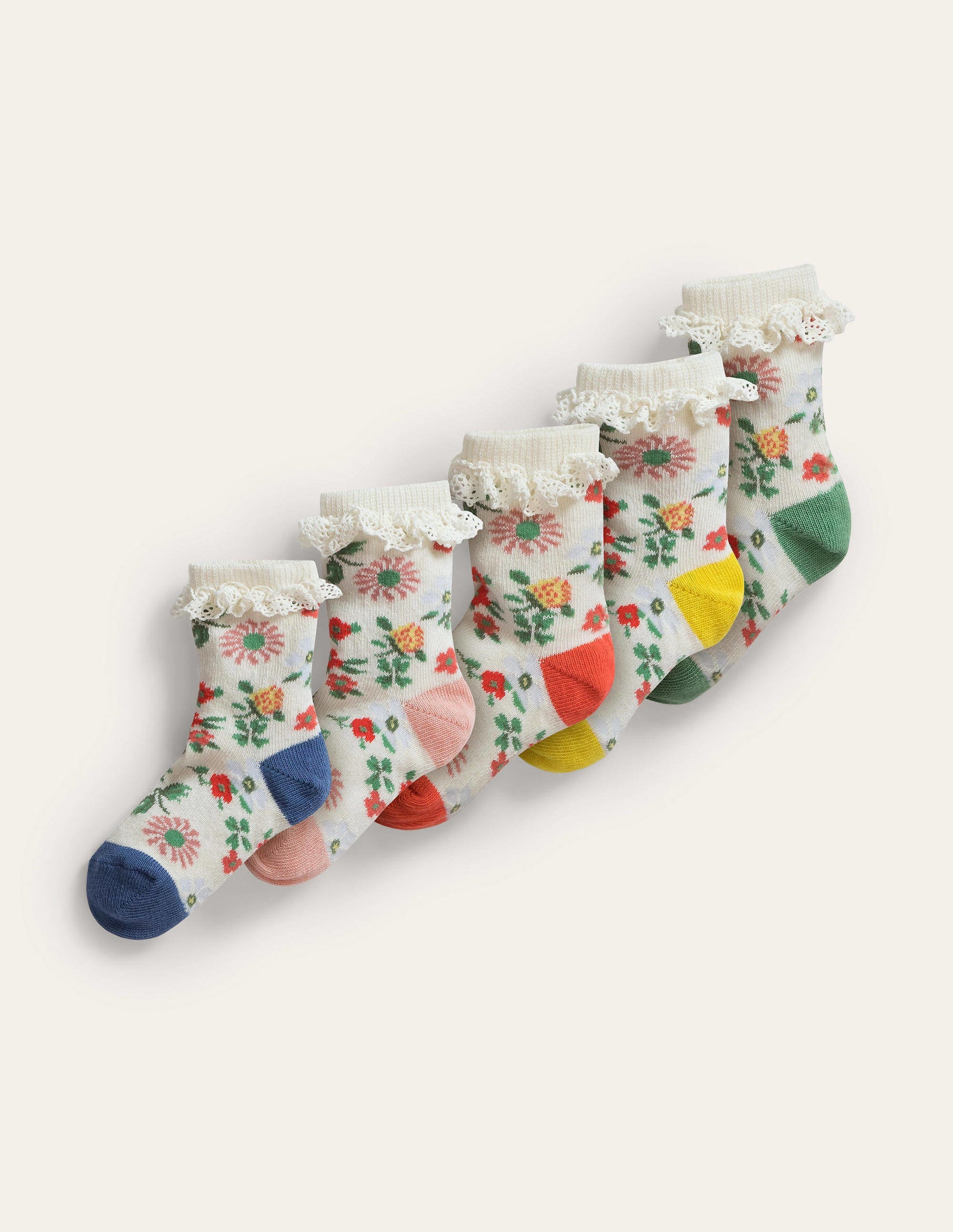Rüschensocken im 5er-Pack-Bunt Blumenmuster-1