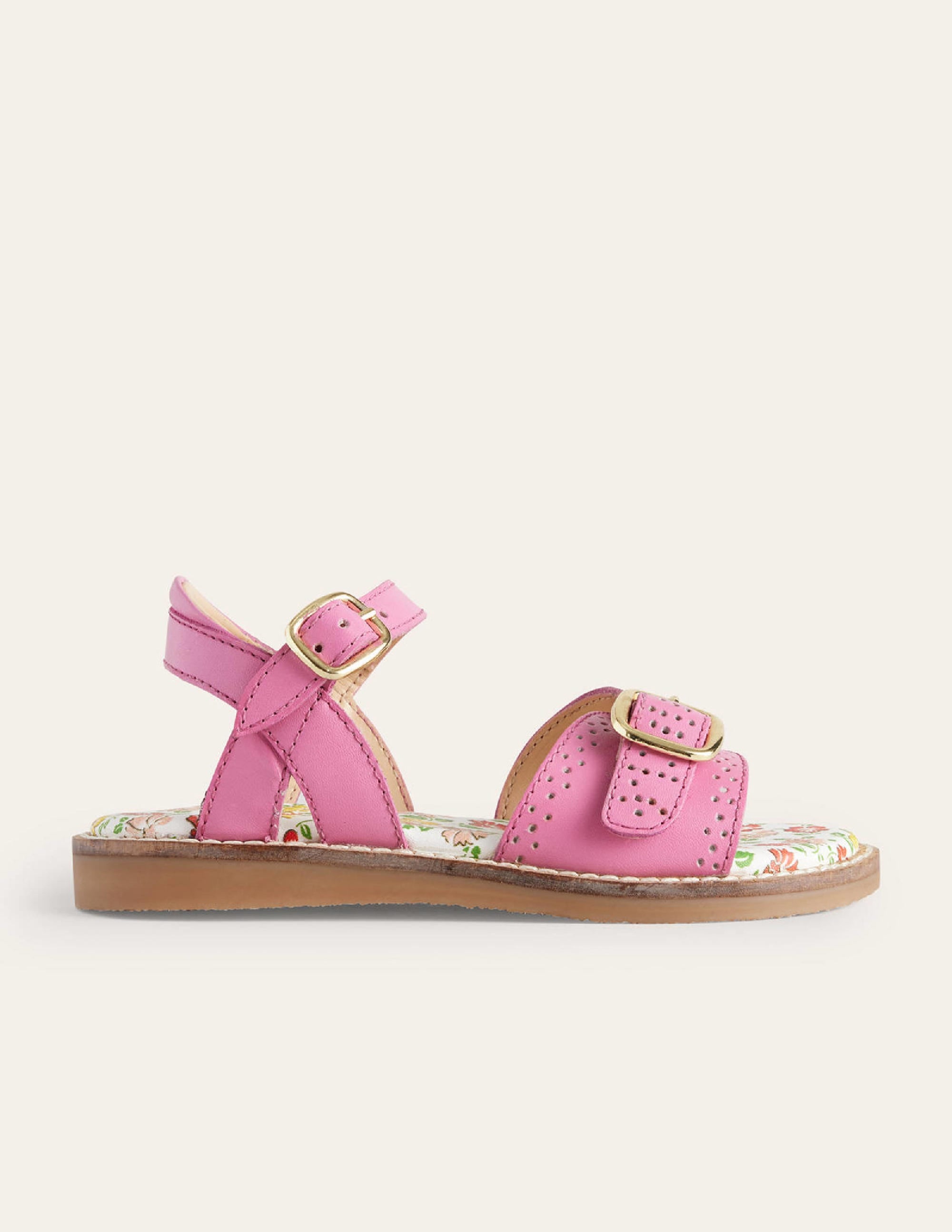 Sandales en cuir à boucles-Rose - Image 1