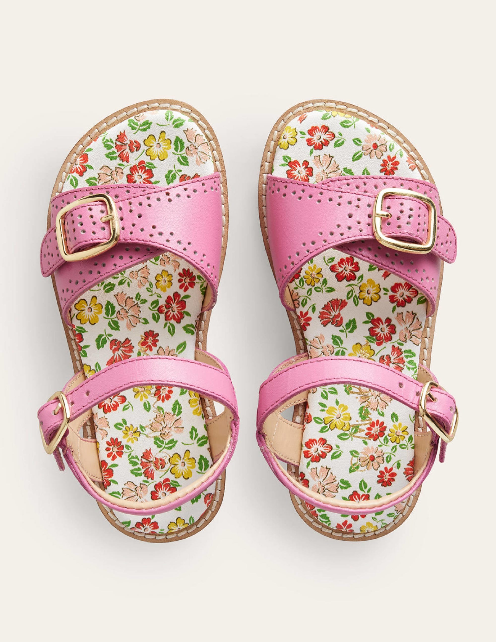 Sandales en cuir à boucles-Rose - Image 4