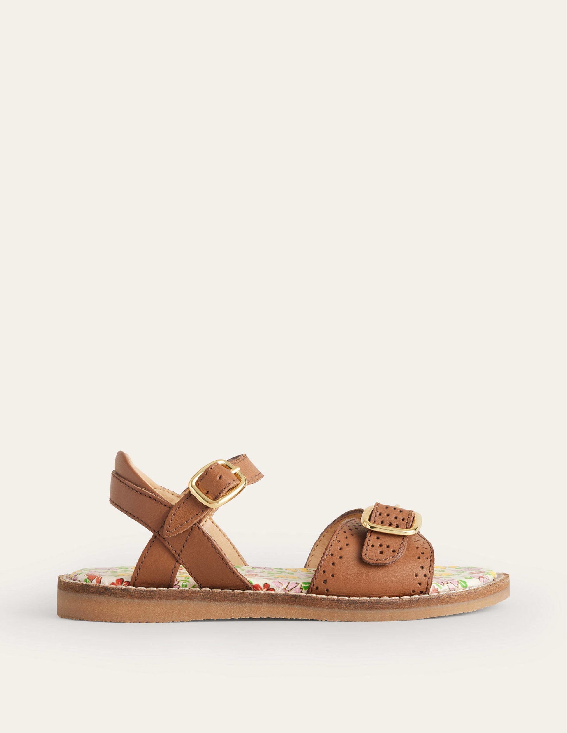 Ledersandalen mit Schnalle-Hellbraun-1