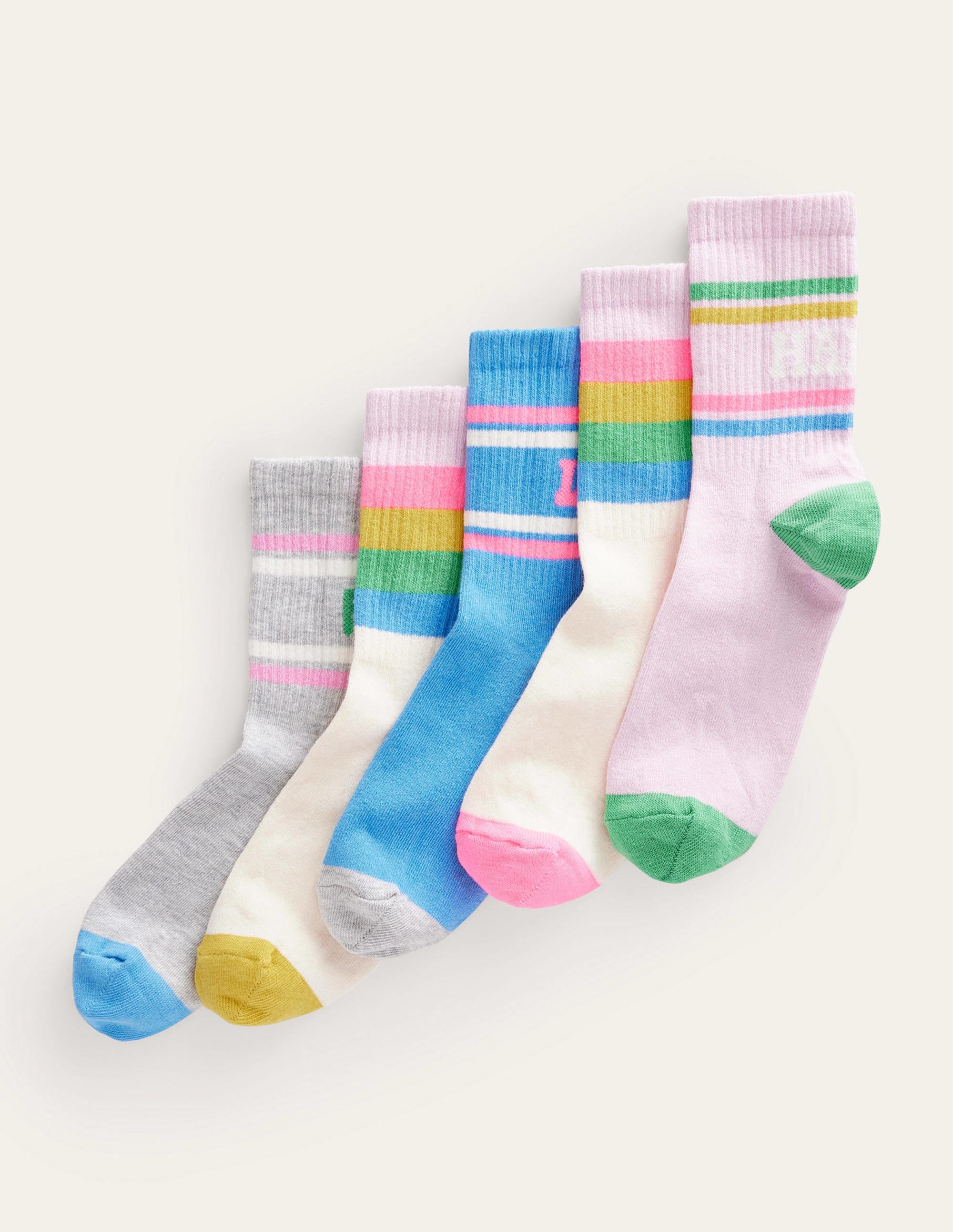 5 paires de chaussettes côtelées-Slogan multi - Image 1
