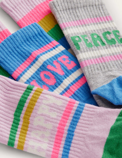 Rippensocken im 5er-Pack-Bunt, Mit Spruch