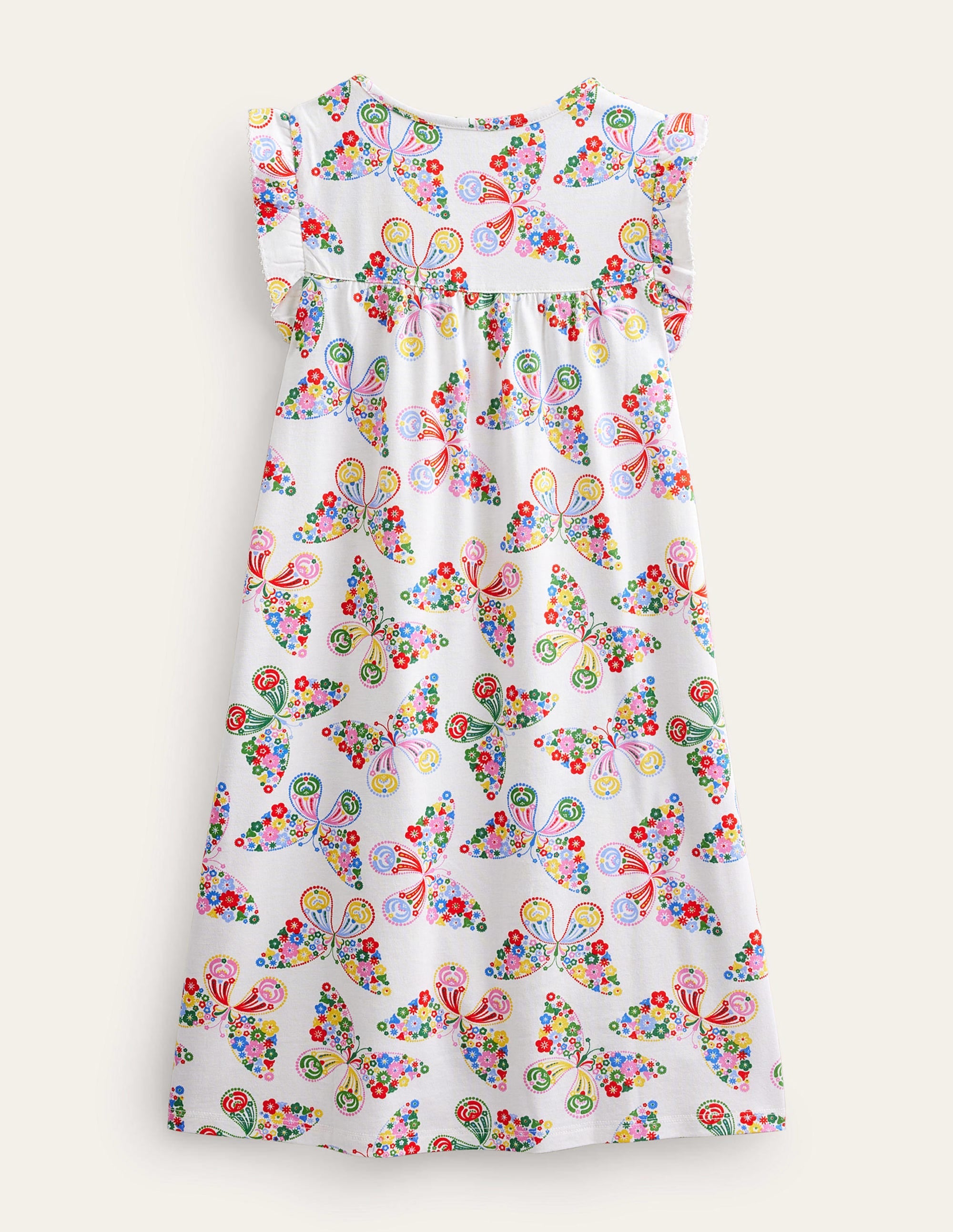 Chemise de nuit manches courtes imprimée-Papillons ivoire - Image 2