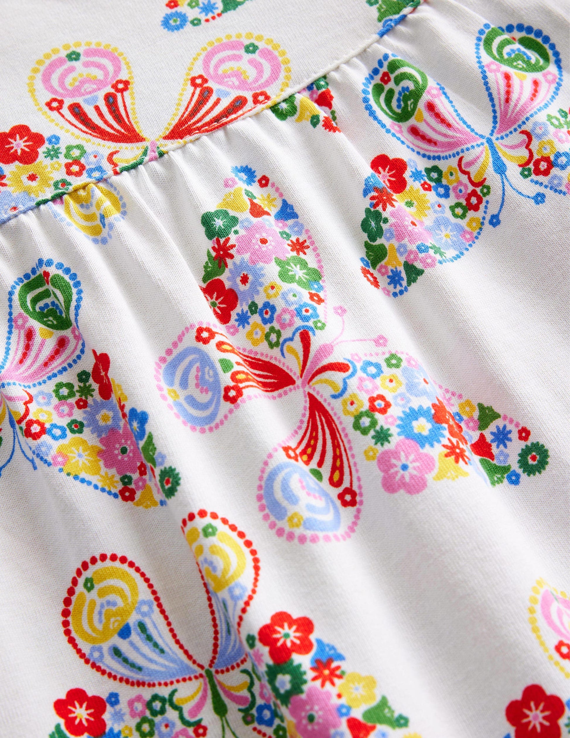 Printed Short-sleeved Nightie-Ivory Butterflies-3