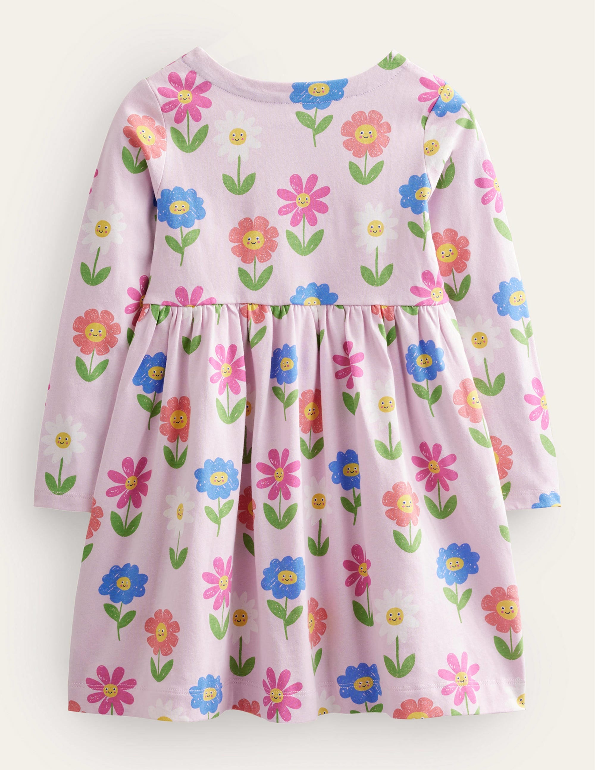 Fröhliches Jerseykleid mit langen Ärmeln-Pastellrosa, Blumen - Image 2