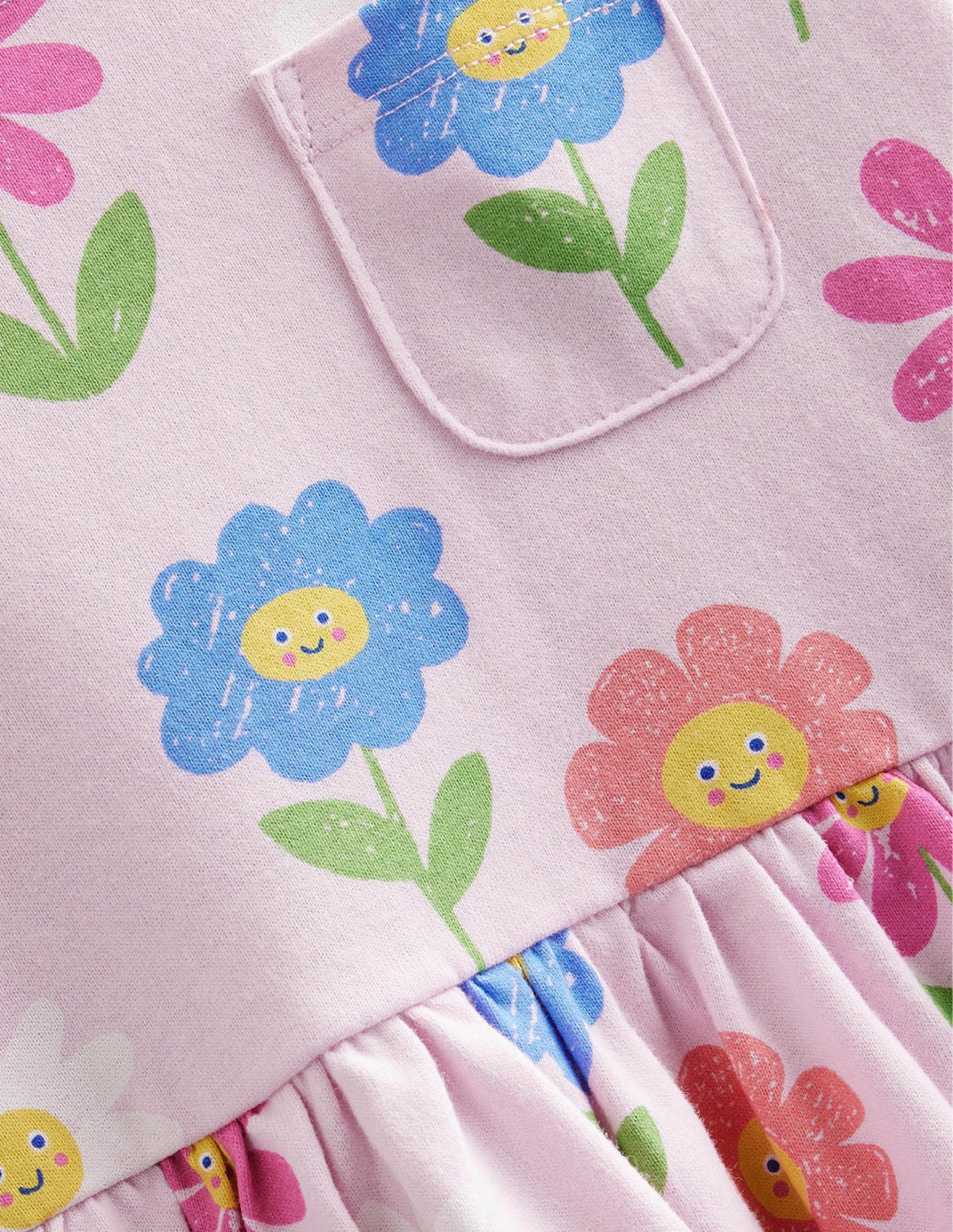 Fröhliches Jerseykleid mit langen Ärmeln-Pastellrosa, Blumen-3