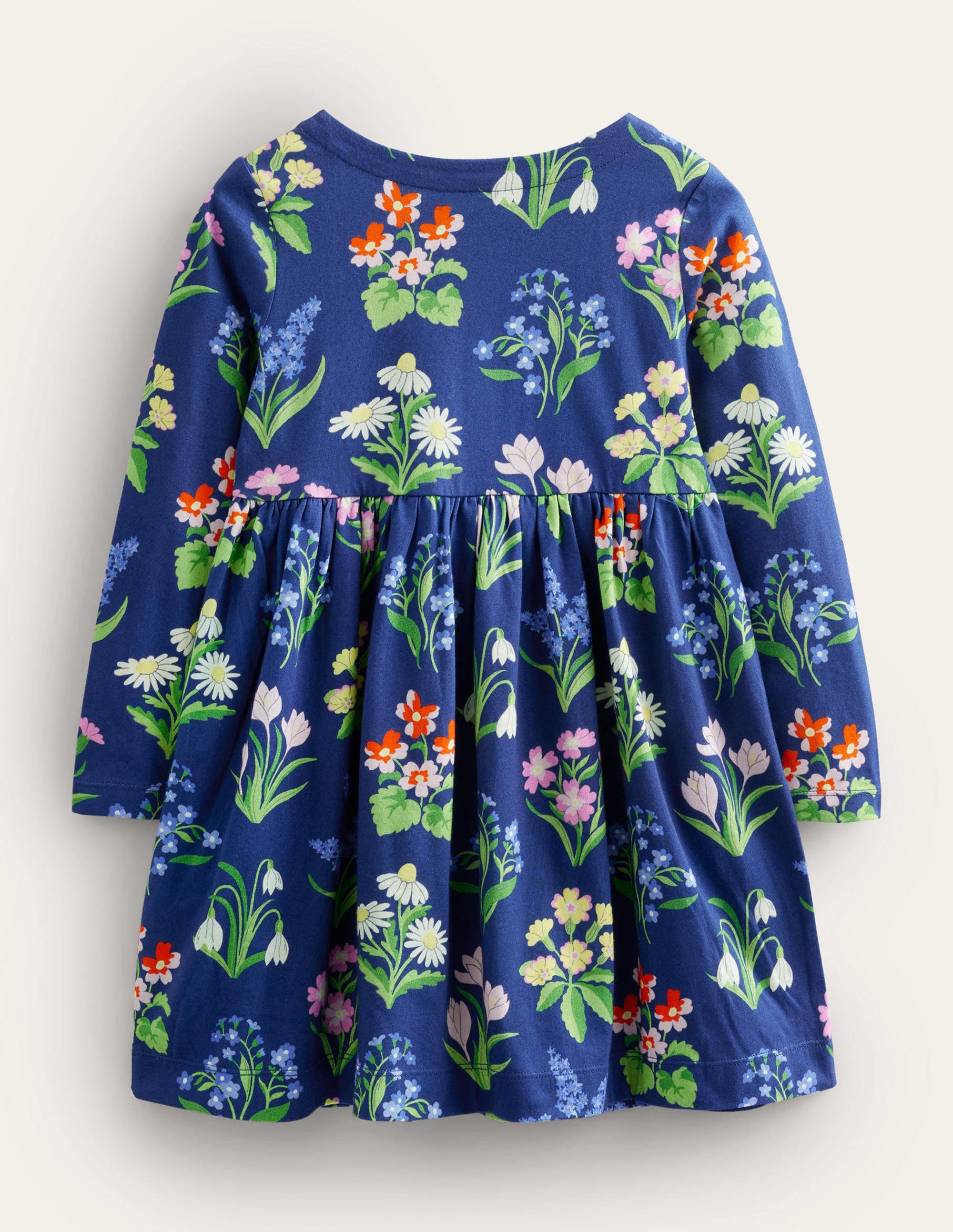Fröhliches Jerseykleid mit langen Ärmeln-Schuluniform-Navy, Wildblumen - Image 2