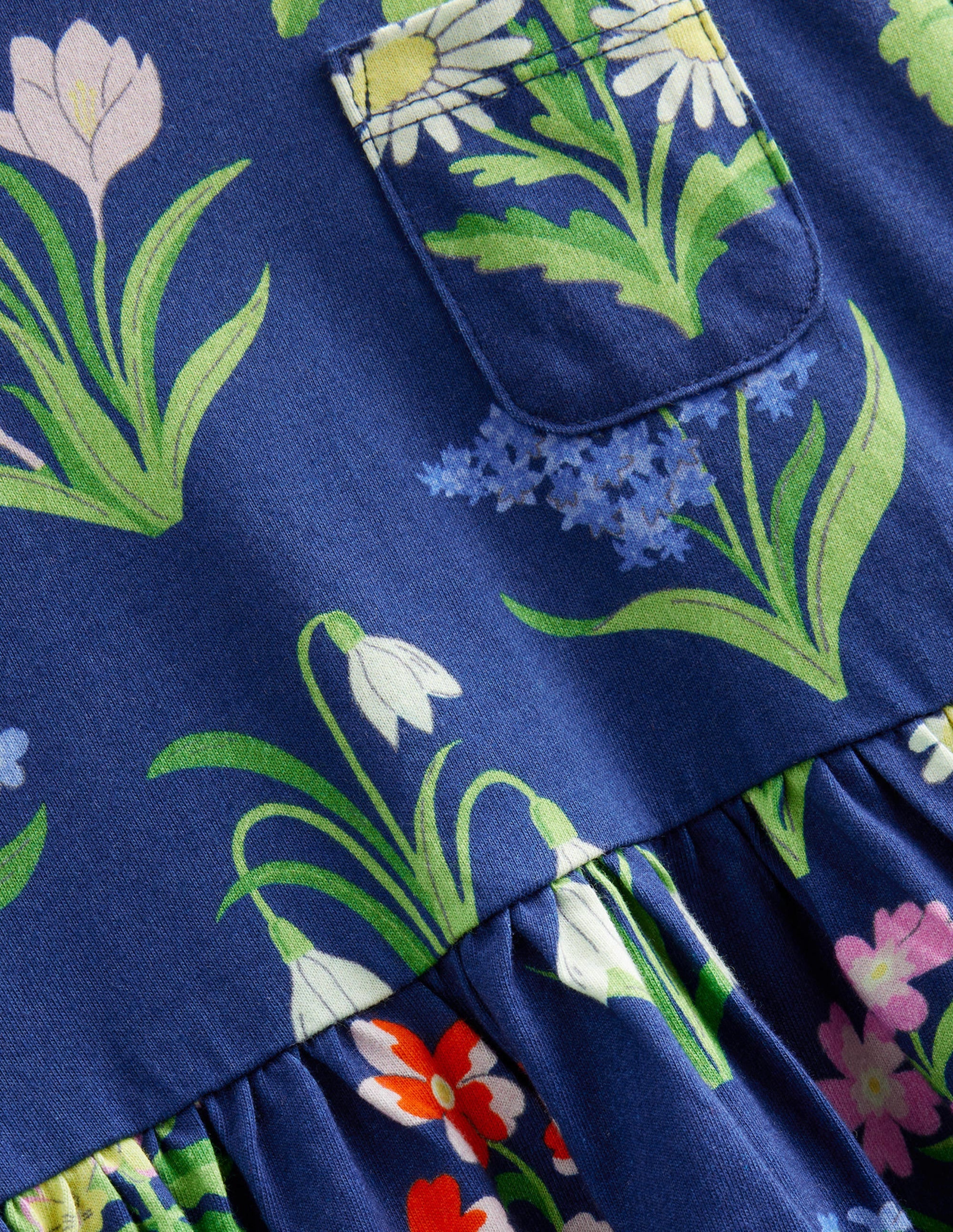 Fröhliches Jerseykleid mit langen Ärmeln-Schuluniform-Navy, Wildblumen - Image 3