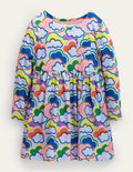Fröhliches Jerseykleid mit langen Ärmeln-Blau/Bunt, Regenbögen