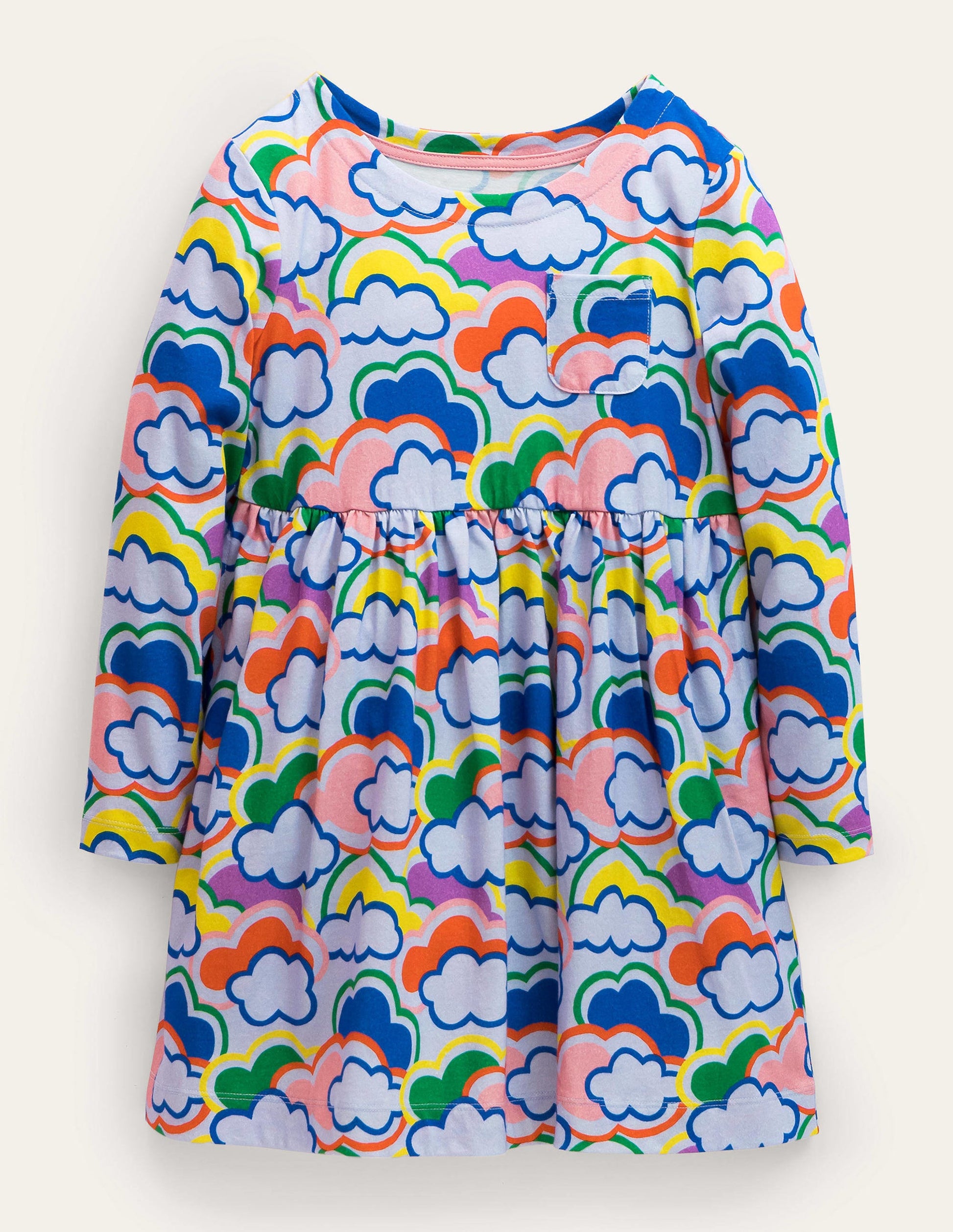 Fröhliches Jerseykleid mit langen Ärmeln-Blau/Bunt, Regenbögen-1