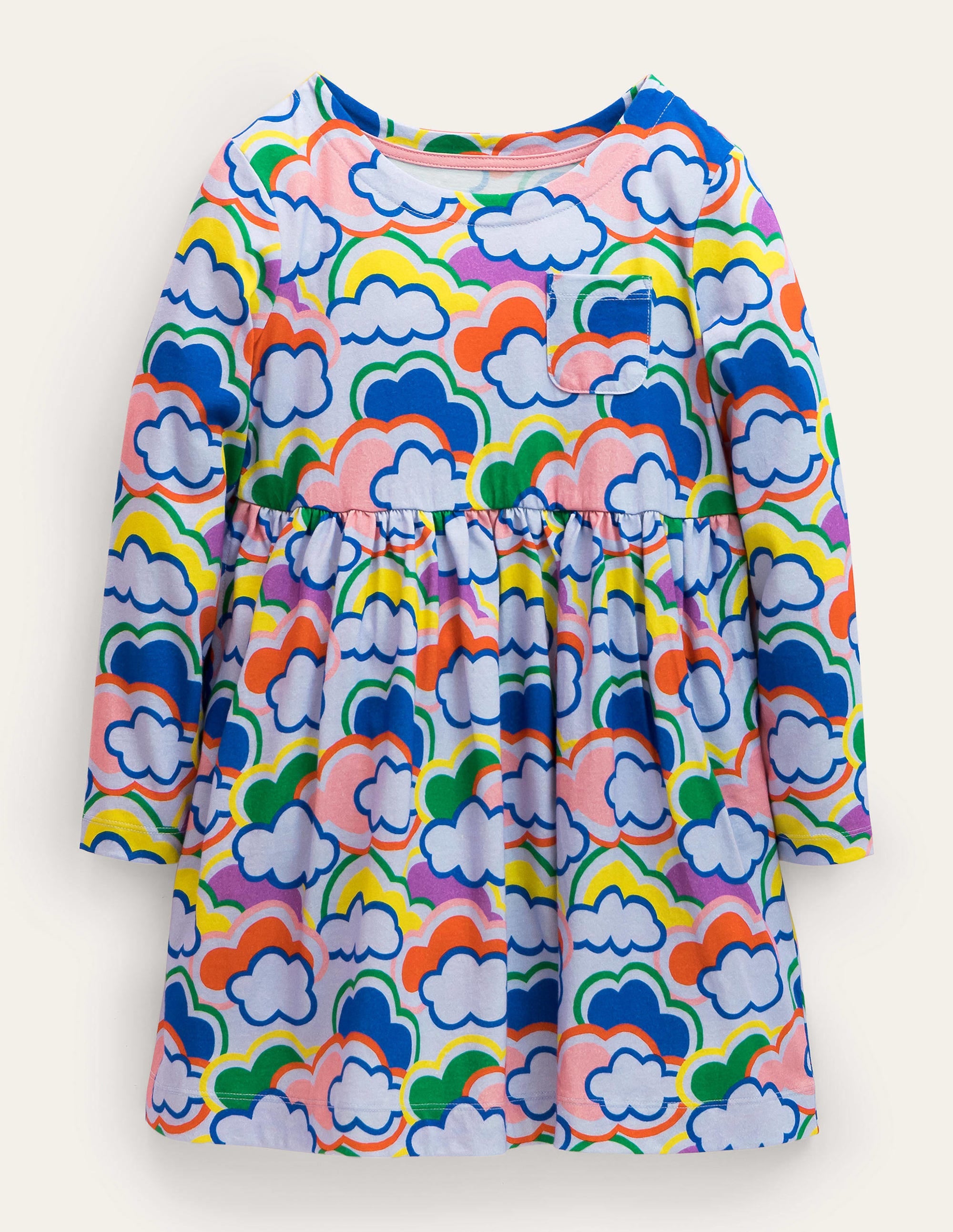 Fröhliches Jerseykleid mit langen Ärmeln-Blau/Bunt, Regenbögen - Image 1