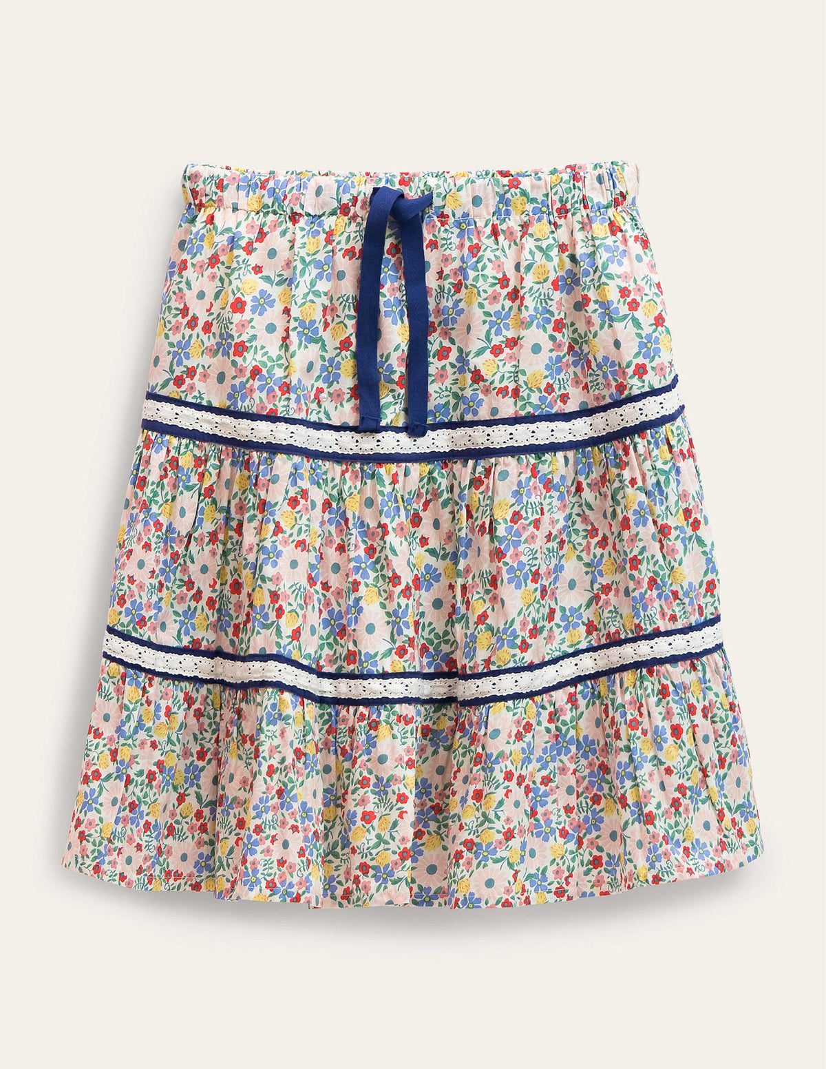 Midi-Stufenrock-Vanille, Blumenmuster - Image 1