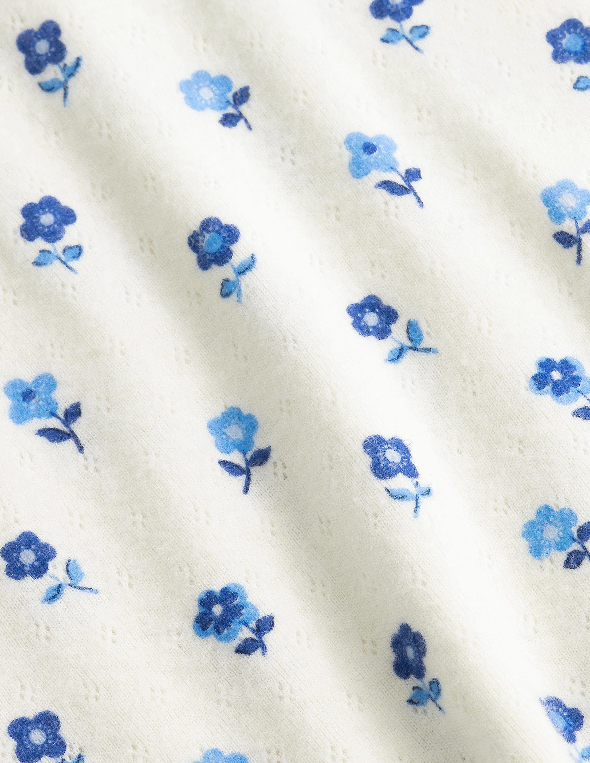 Superweiches Pointelle-Oberteil-Vanille/Blau, Blumenmuster-3
