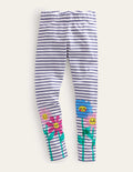 Fröhliche Leggings-Vanille/Marineblau, Blumen