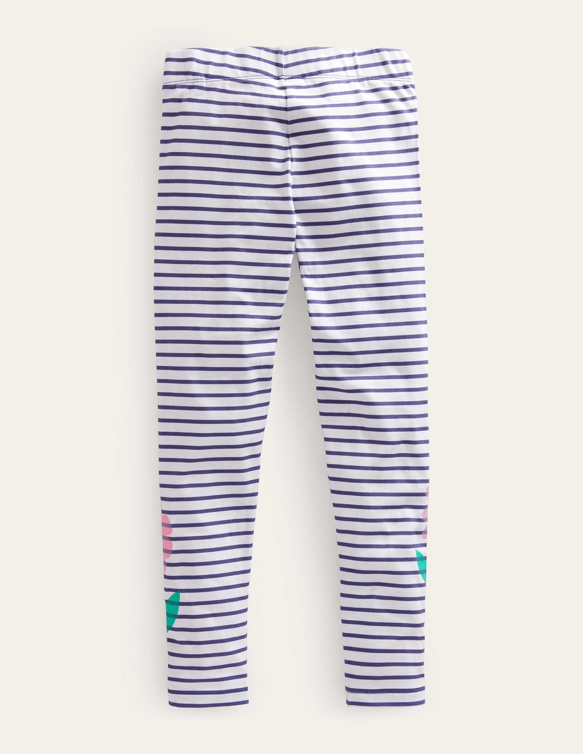 Fröhliche Leggings-Vanille/Marineblau, Blumen-2