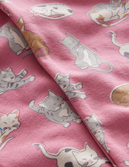 Fröhliche Leggings-Helles Blütenrosa, Katzen