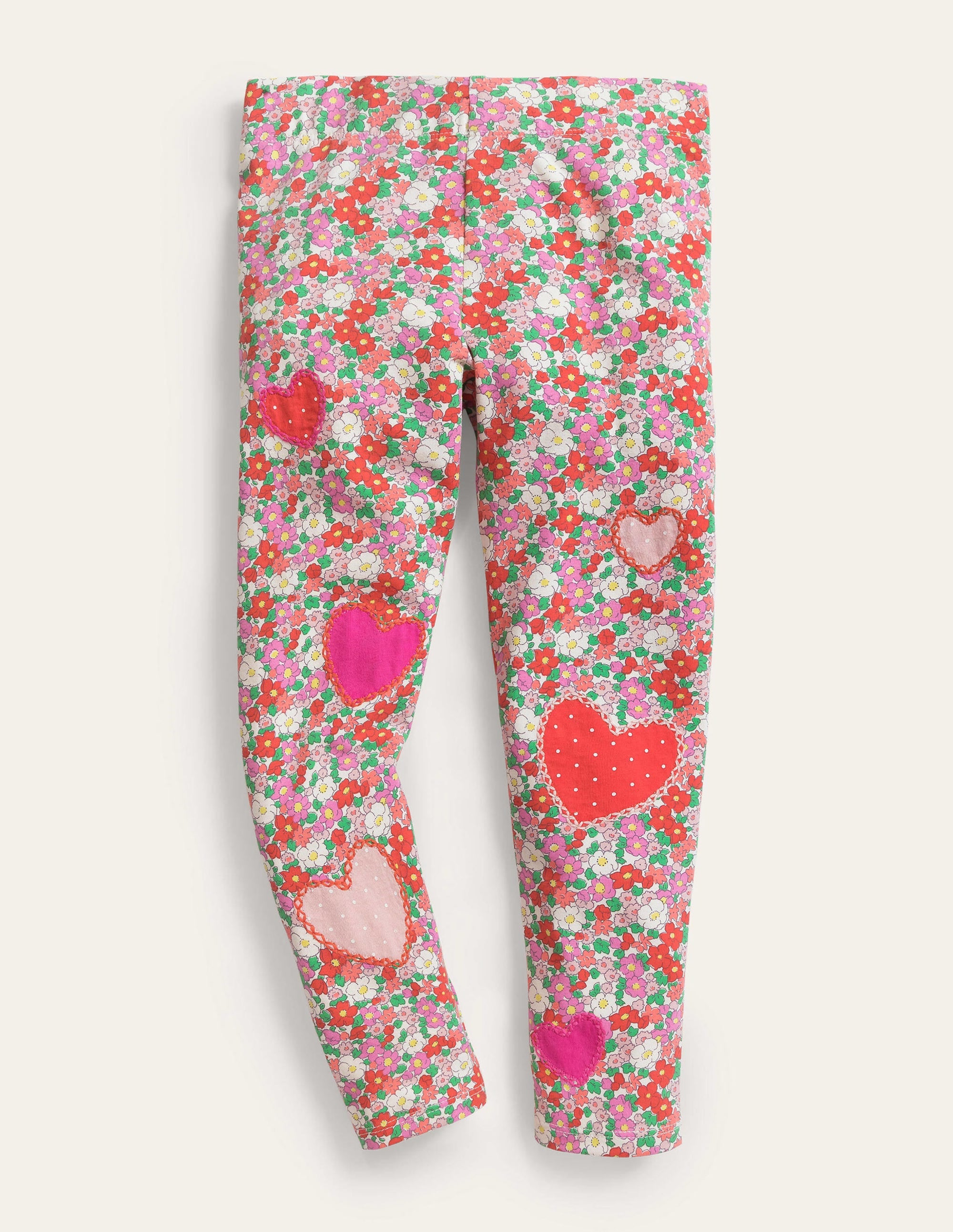 Legging fun à appliqué-Motif Flowerbed Hearts rouge confiture - Image 1
