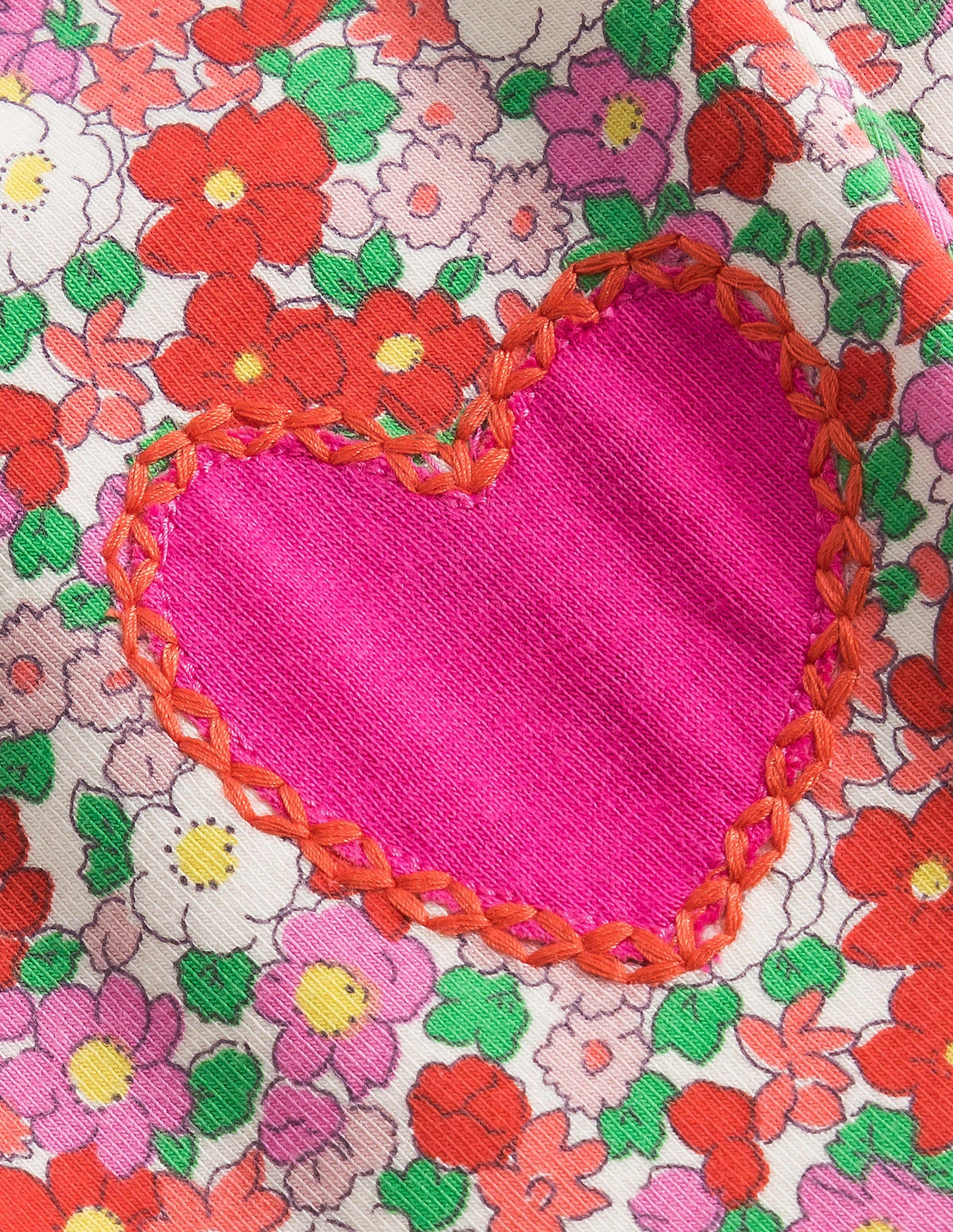 Legging fun à appliqué-Motif Flowerbed Hearts rouge confiture-3