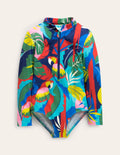 Maillot de bain à manches longues-Perroquet multi