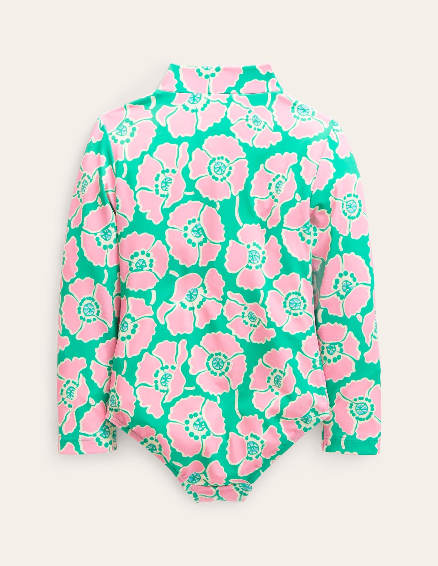 Maillot de bain à manches longues-Coquelicots lilas/vert
