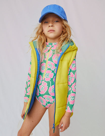 Maillot de bain à manches longues-Coquelicots lilas/vert-1