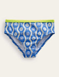 Bas de bikini à motif-Motif Daisy Wave bleu Penzance