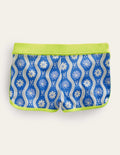 Gemusterte Badeshorts-Penzance-Blau, Gänseblümchen/Wellen