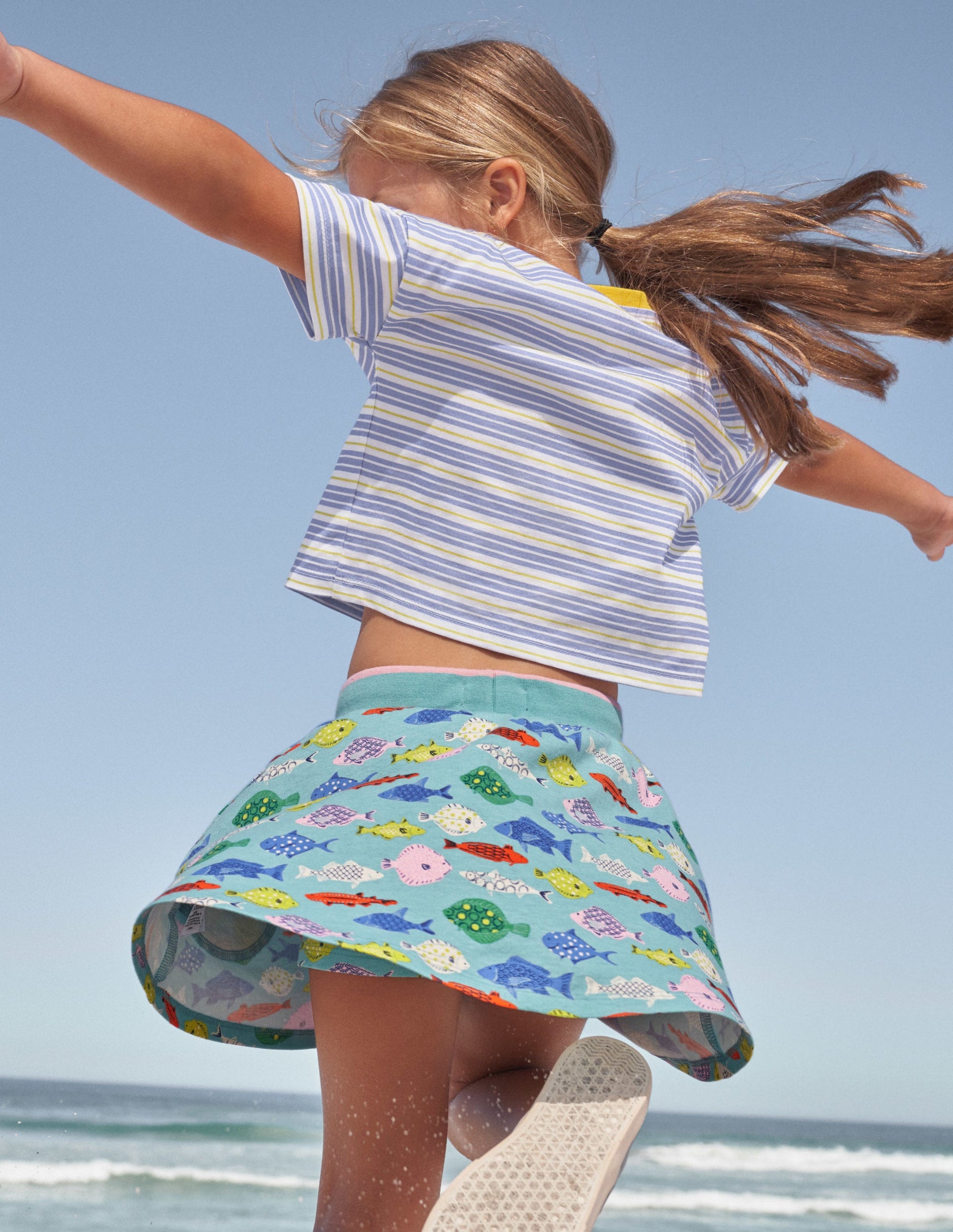 Jupe-short imprimée en jersey-Poisson bleu mer-5