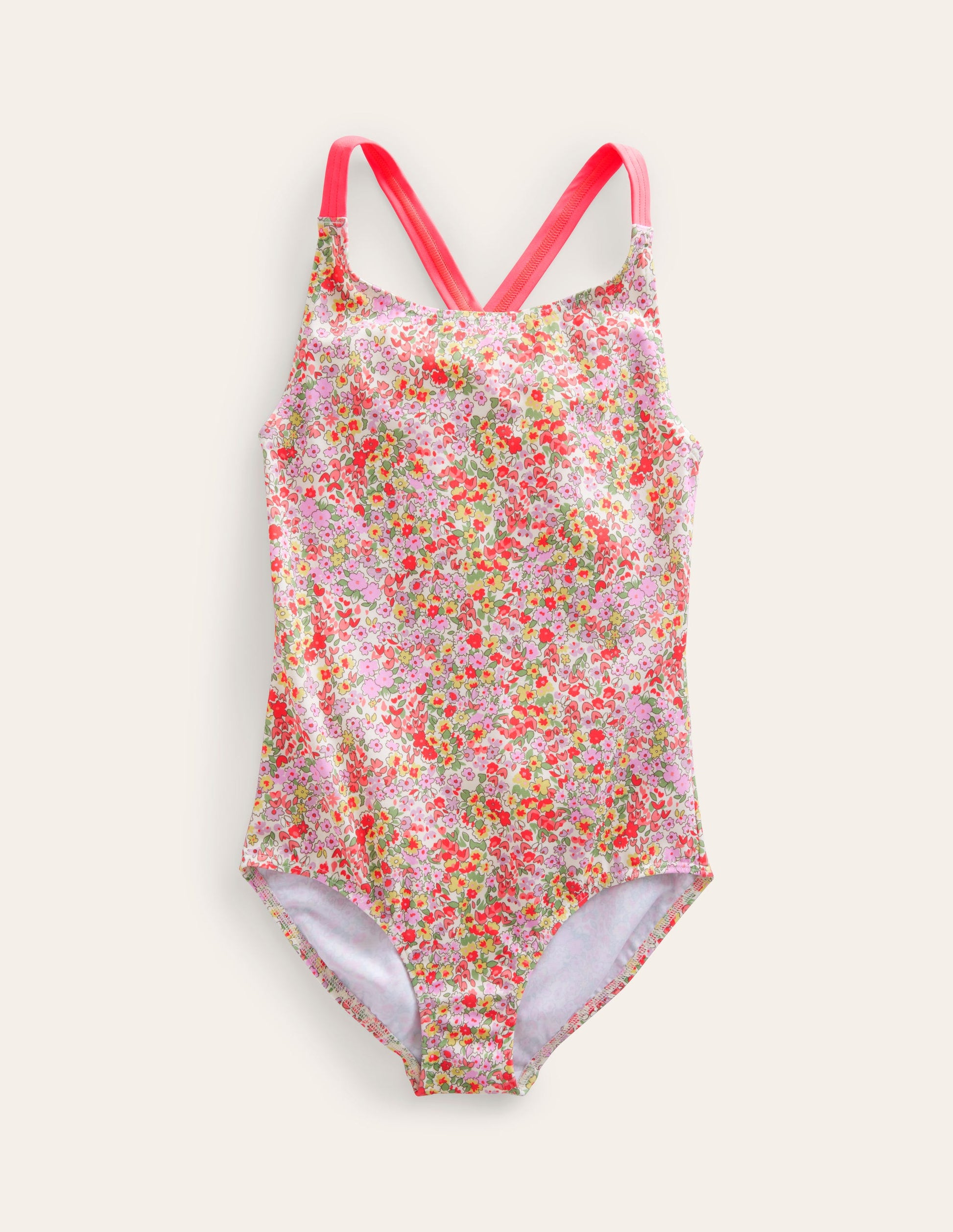 Maillot de bain imprimé croisé dans le dos-Motif floral Spring Time-1