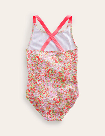 Maillot de bain imprimé croisé dans le dos-Motif floral Spring Time-2