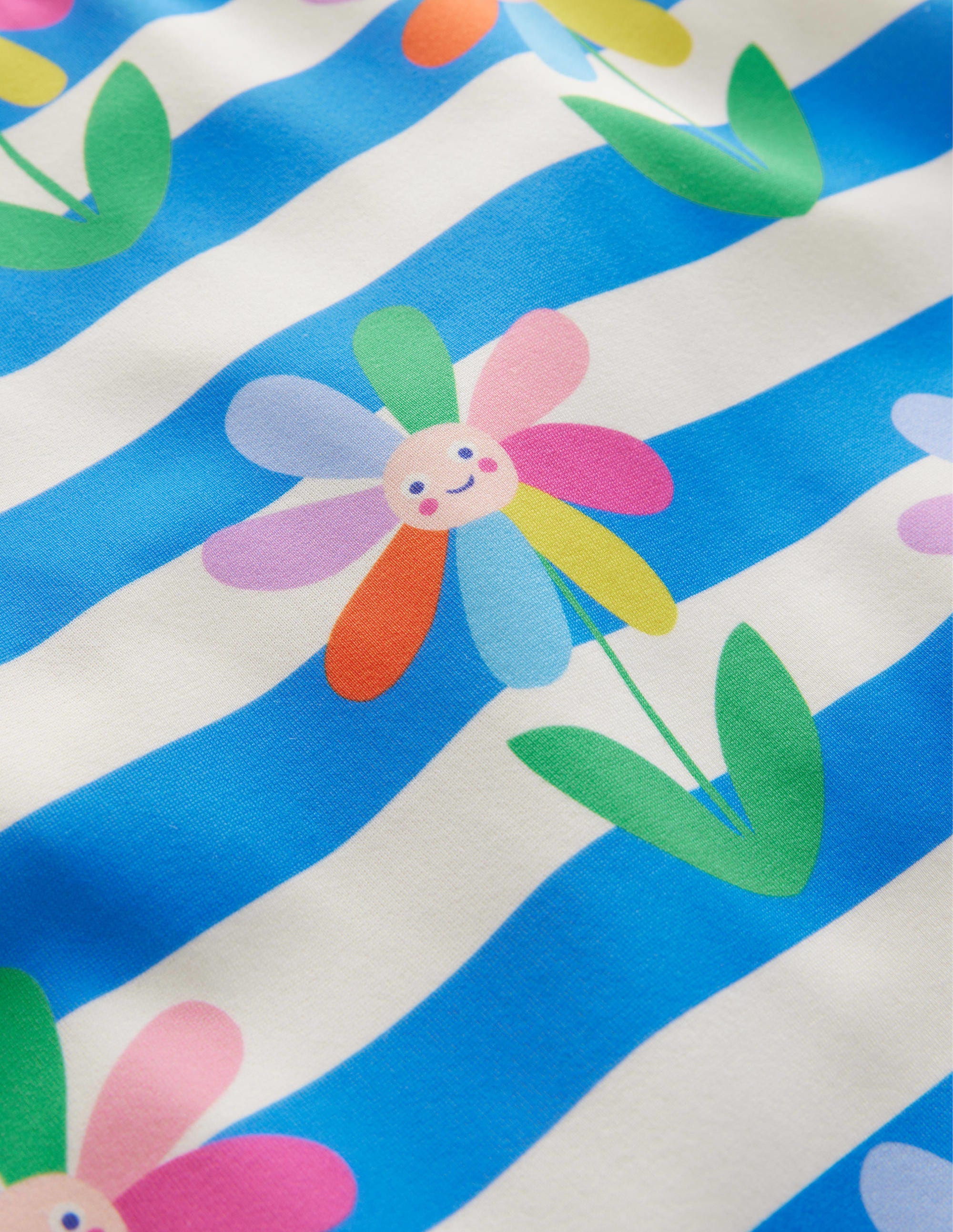 Maillot de bain imprimé croisé dans le dos-Rayé pâquerettes bleu cabanon - Image 3
