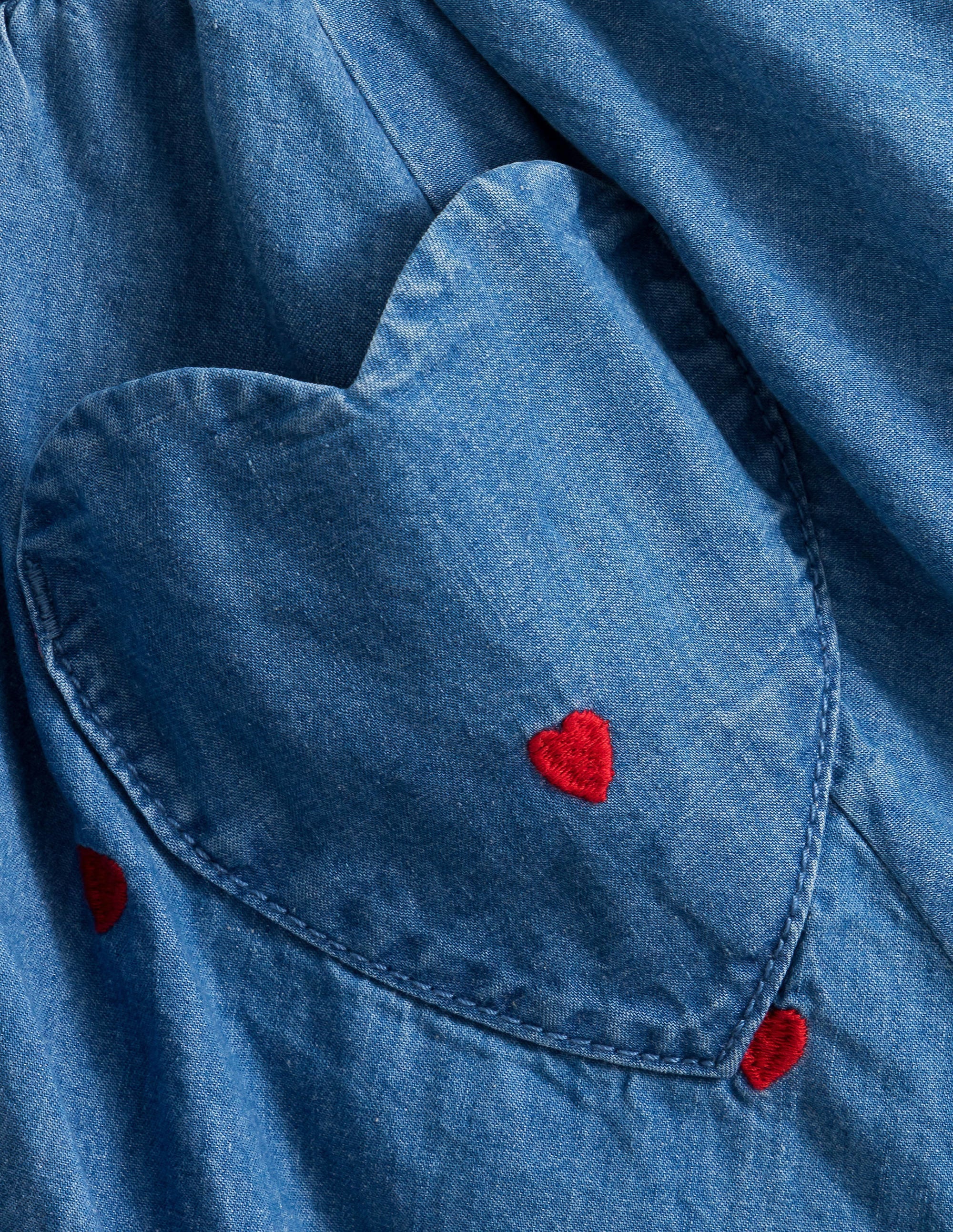 Jupe tissée tournoyante-Cœurs denim vintage moyen - Image 3