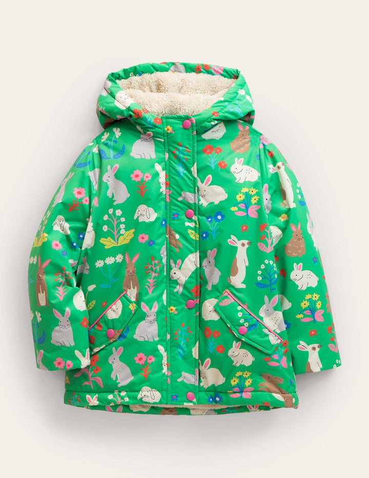 Anorak mit Sherpa-Futter-Aloe-Vera-Grün, Häschen