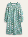 Printed Long-sleeved Nightie-Hot Spring Blue Bunnies