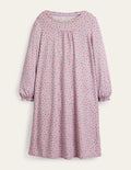 Chemise de nuit manches longues imprimée-Motif Vintage Sprig lilas