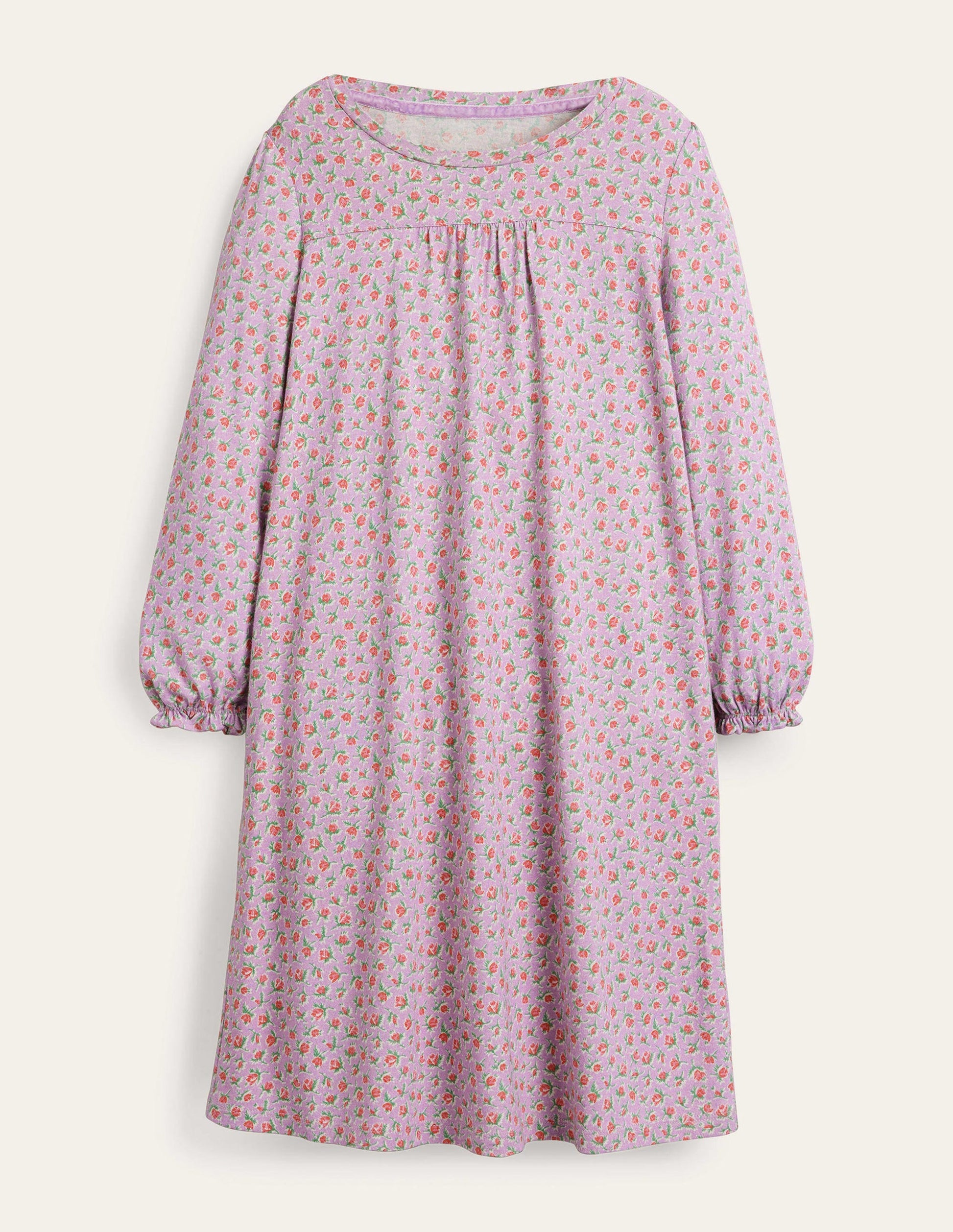 Chemise de nuit manches longues imprimée-Motif Vintage Sprig lilas-1