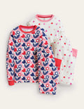 Langer Schlafanzug im 2er-Pack-Rosa/Navy, Herzen