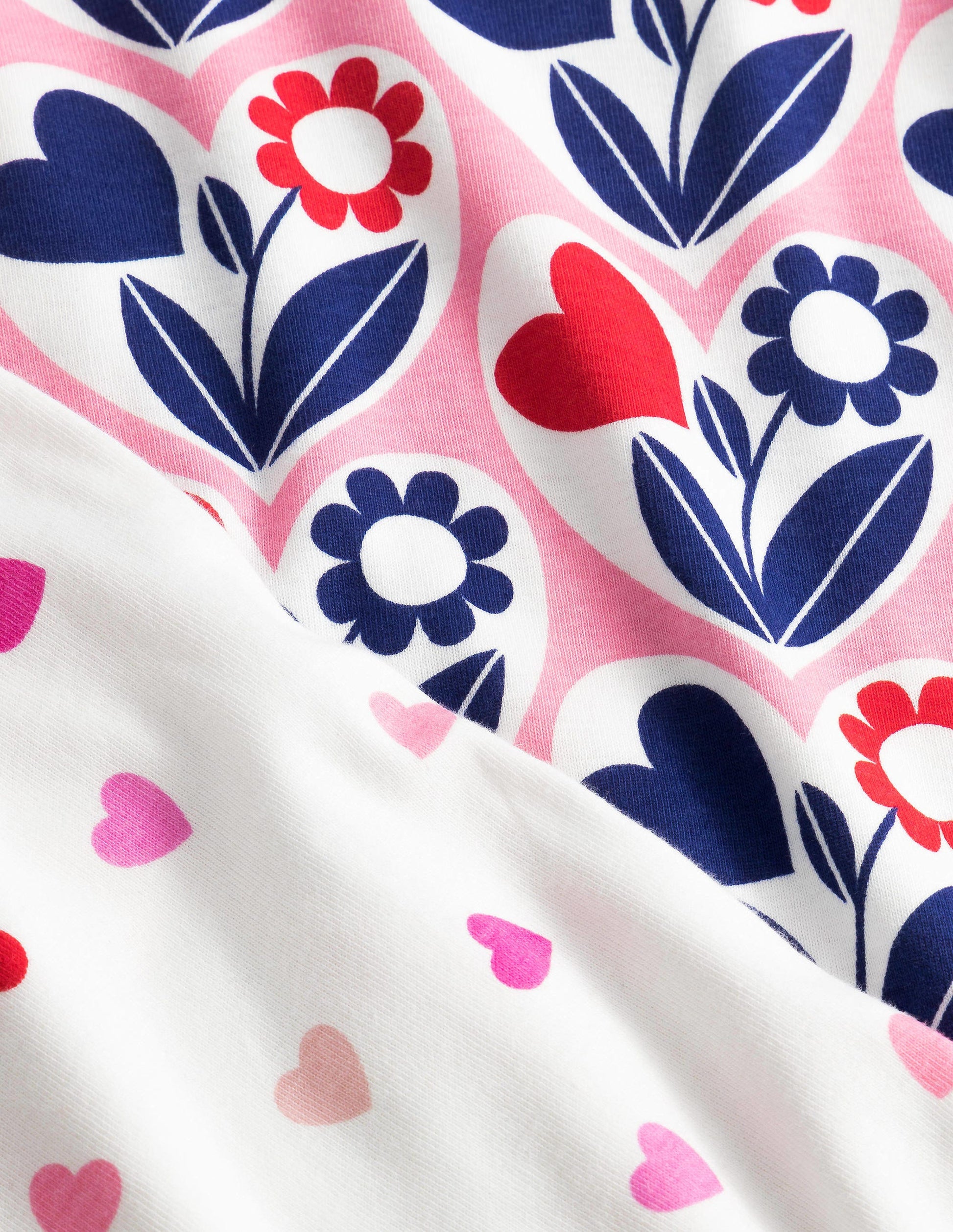 Langer Schlafanzug im 2er-Pack-Rosa/Navy, Herzen-3
