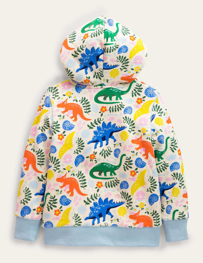 Kapuzenpulli mit Zottelfutter-Vanille, Dinosaurier-2