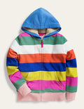 Kapuzenpulli mit Zottelfutter-Bunt, Gestreift