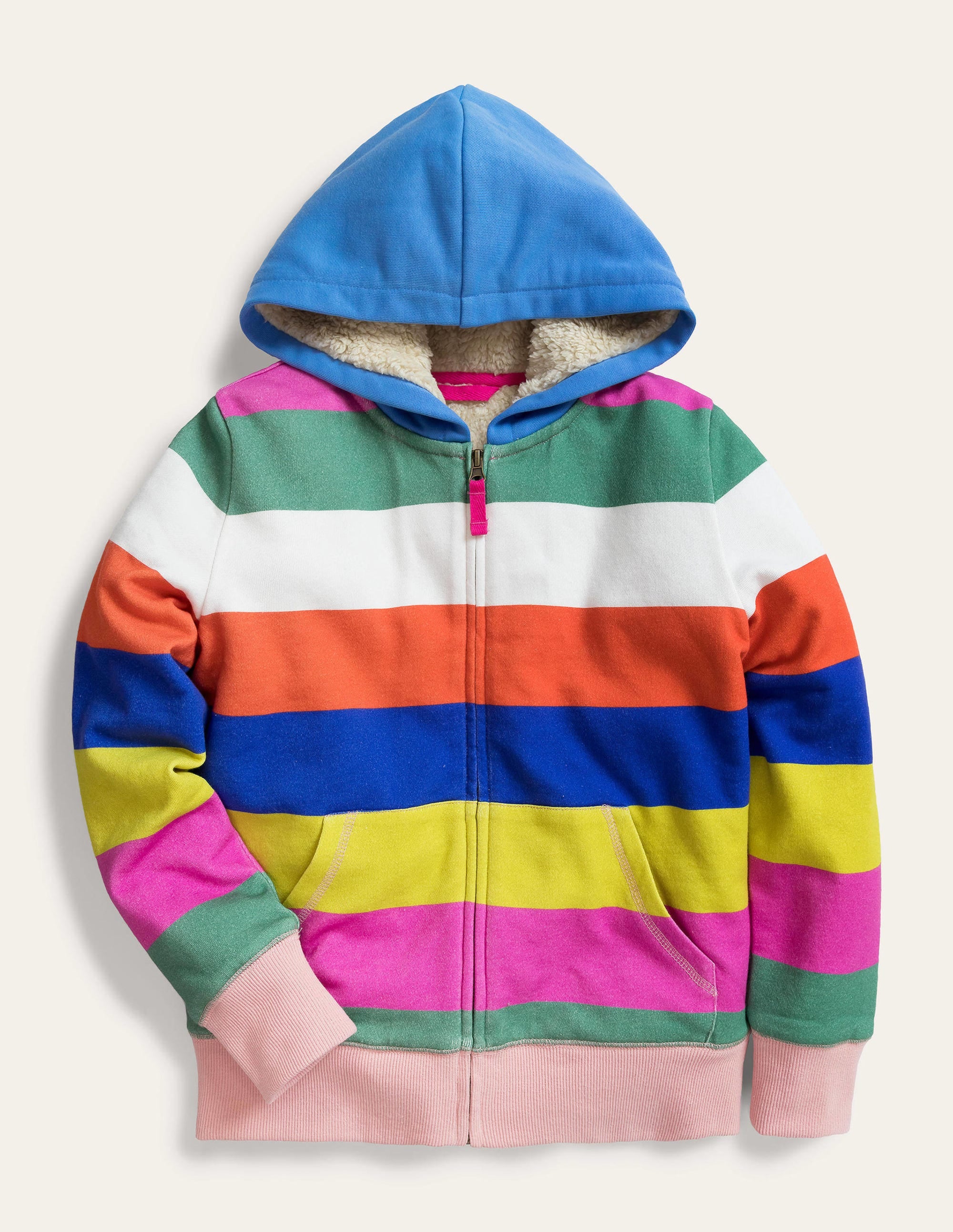 Kapuzenpulli mit Zottelfutter-Bunt, Gestreift - Image 1
