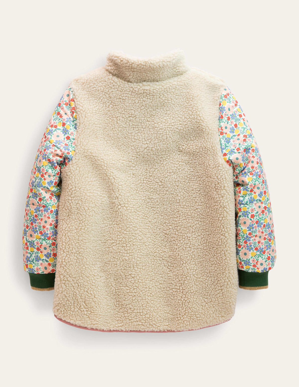 Jacke aus Borgmischgewebe-Vanille, Blumenmuster - Image 2