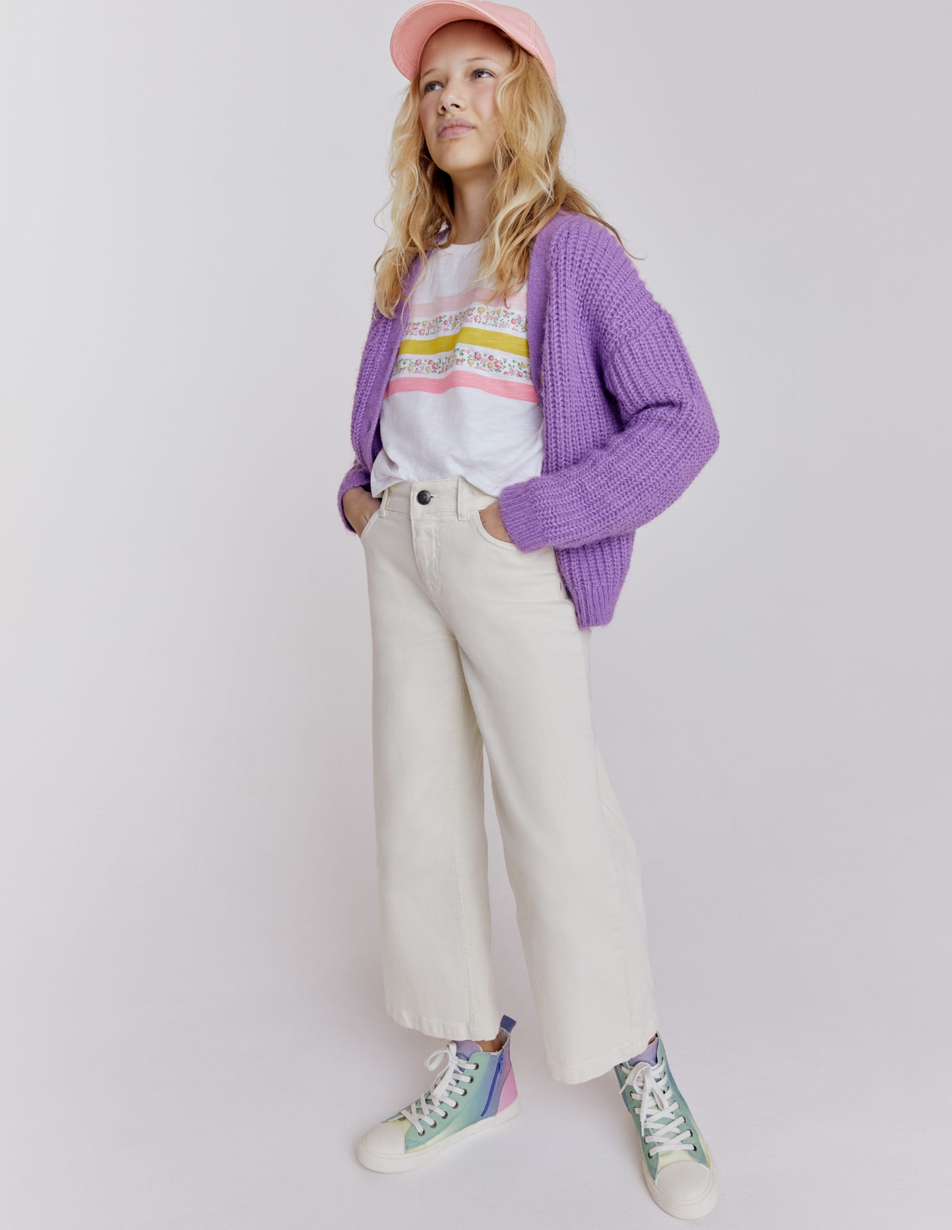 Jeans mit weitem Bein-Ecru-4