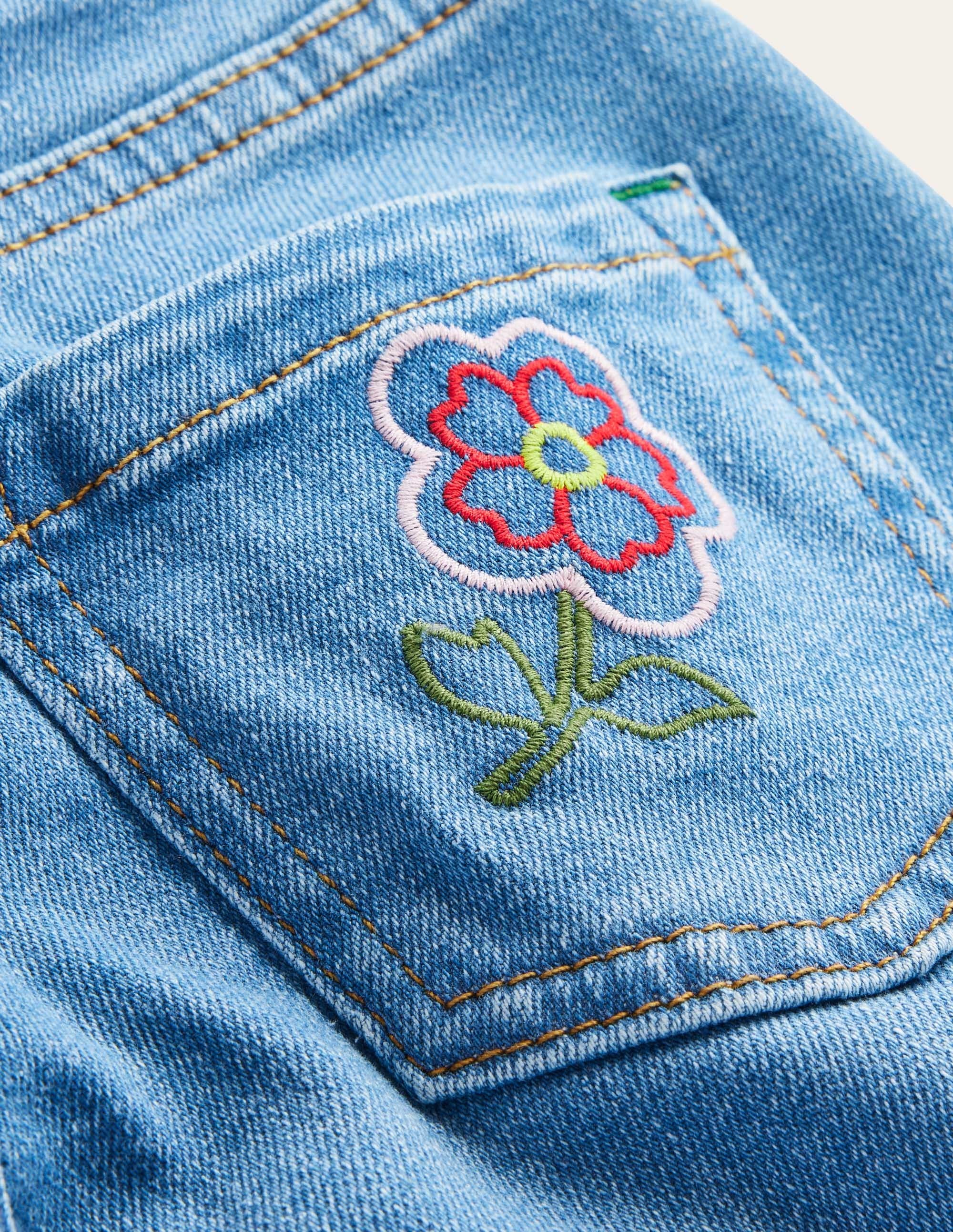 Jeans mit weitem Bein-Helles Vintageblau, Stickerei - Image 3