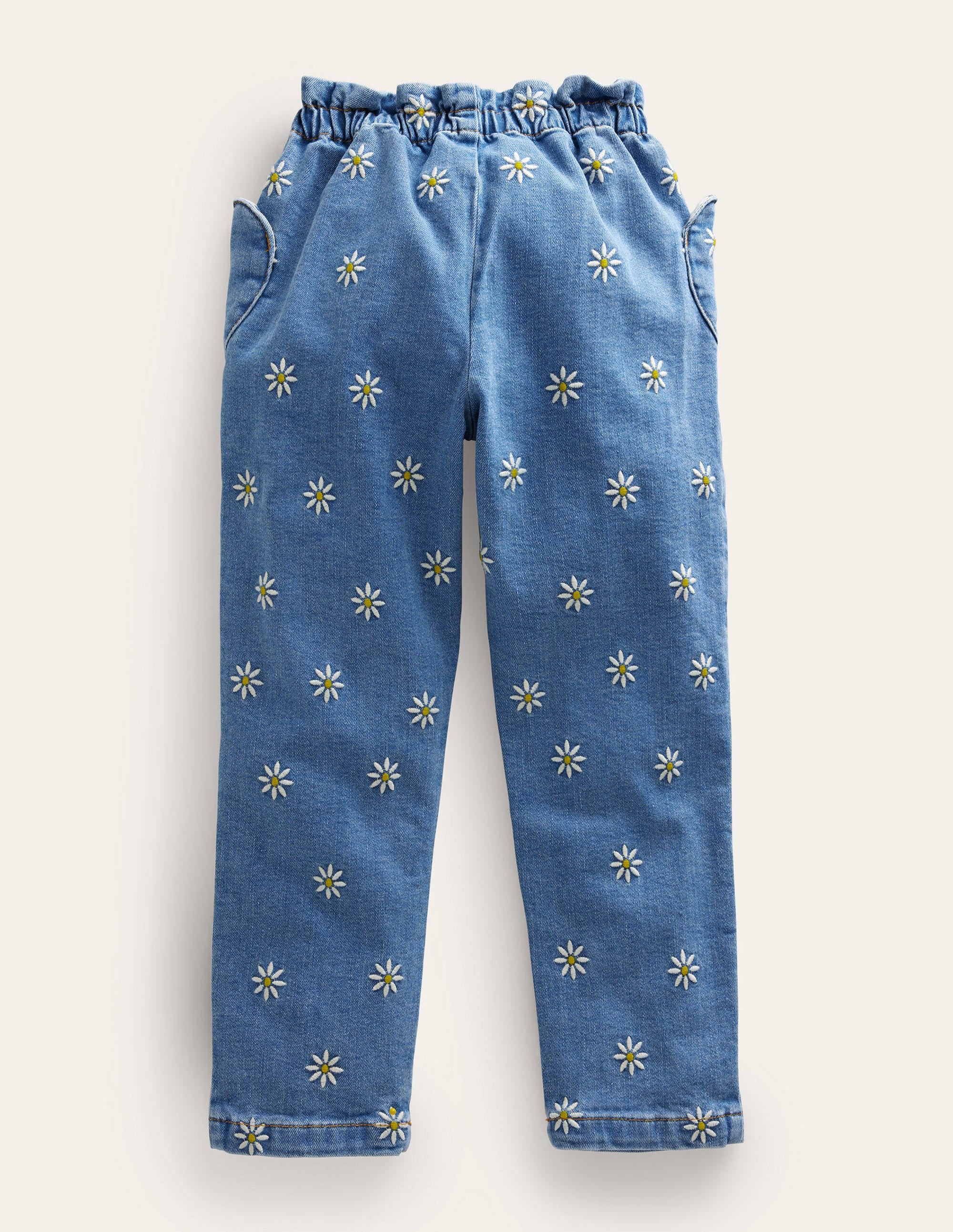 Pull-on Trousers-Mid Vintage Embroidered Daisy - Image 2