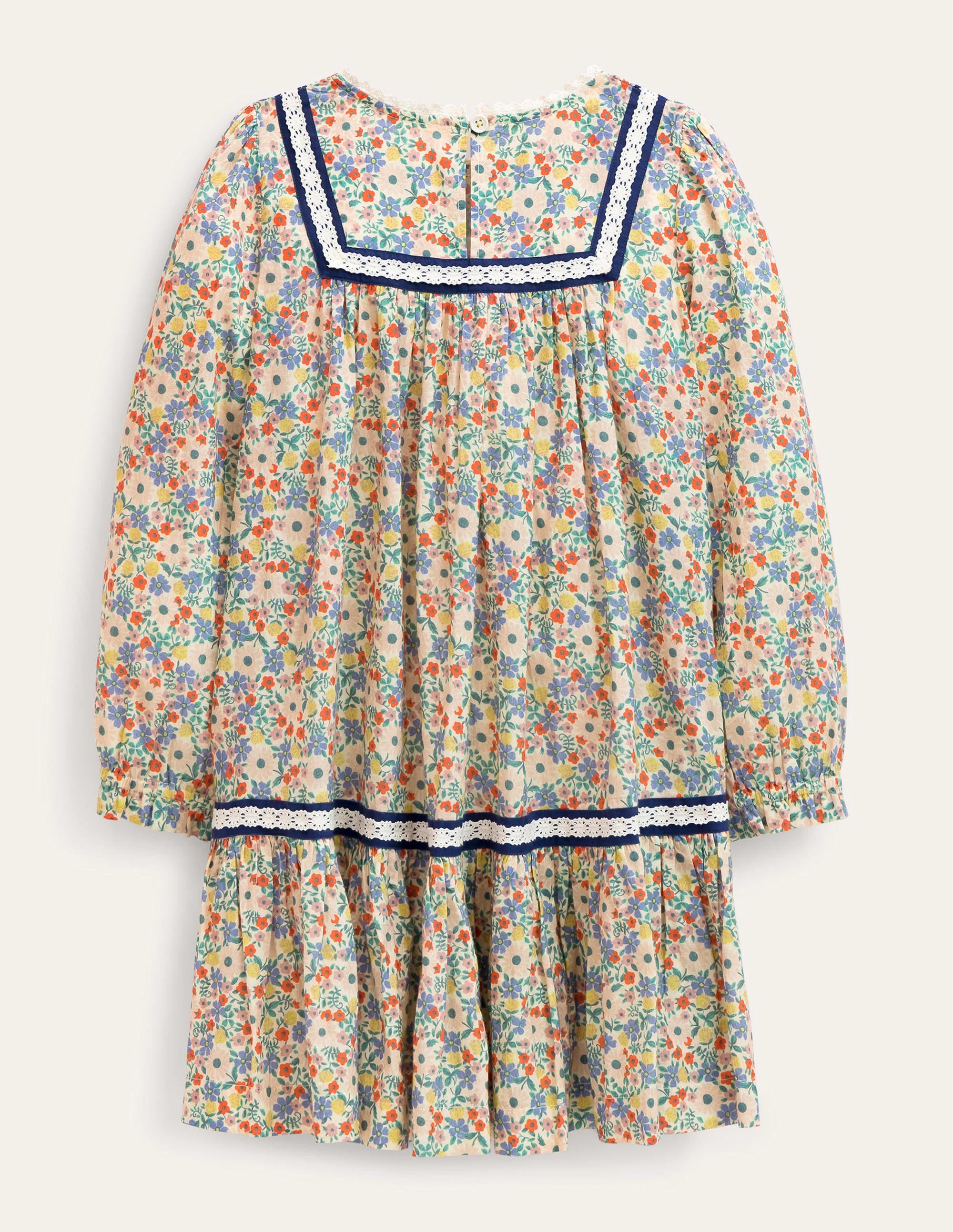 Webkleid mit Spitzenborte-Vanille, Blumenmuster - Image 2